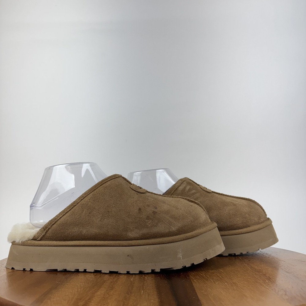 Womens Ugg Discoquette Chestnut Wool Lined Platform Comfort Slippers Mule Size 9